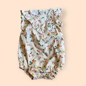 Baby Cat & Jack Cream All Over Floral Print One Piece Ruffle Detail Size 12 Mon